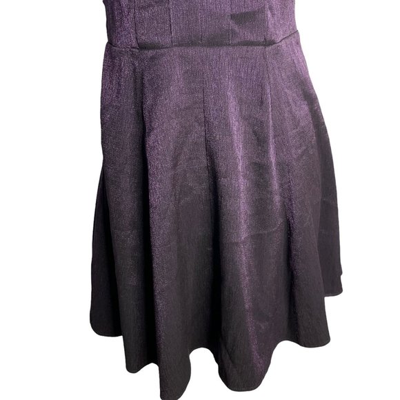 Vintage Y2K BCBG Mini Dress 2 Purple Metallic Lined Zip Open Back Sweetheart - Picture 3 of 7